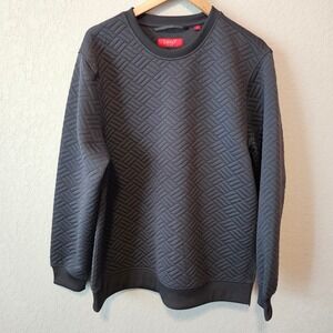 Bruno Milano Mens Gray Quilted Basketweave Sweatshirt Side Zips Size Large